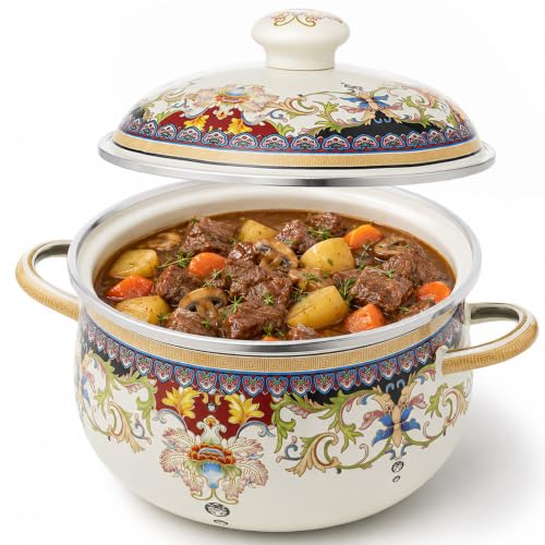 OLYTARU Nonstick Deep Enamel on Steel Stock Pot/Stockpot with Lid, 3 Quart (3L)