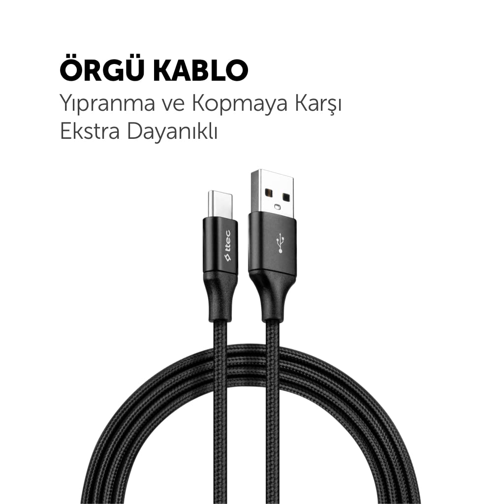 ttec AlumiCable XL USB-A - USB-C Şarj Kablosu 2mt.