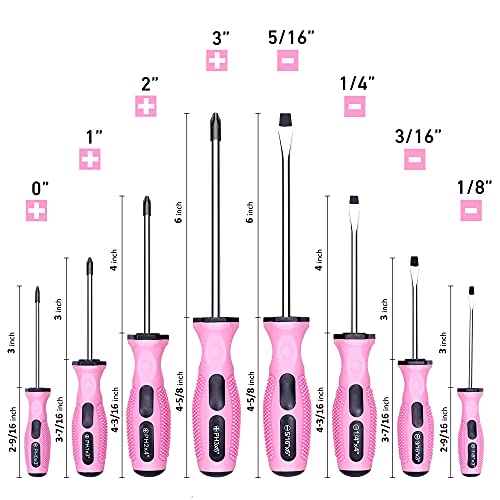 Image of FASTPRO 8-Piece Pink Magnetic Screwdrivers Set