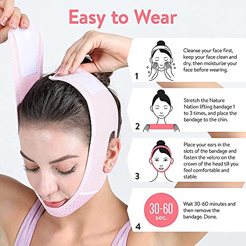 Nature Nation Reusable V Line Face Lifting Belt, Double Chin Reducer Mask, Facial Slimming Strap, Chin Up Mask, V Shaped Slimming Face Mask