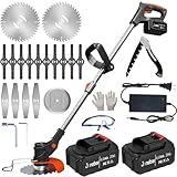 Jonebar Electric Weed Wacker,2x4.0Ah Weed Eater Battery Powered Grass Trimmer,3-in-1 Lightweight Brush Cutter/Edger/Mini Mower with Fast Charger for Garden Lawn and Yard Trimming (Orange)