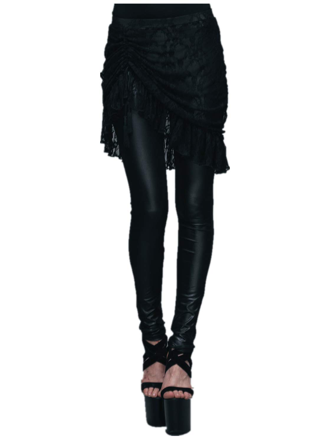 Vestido gótico de tul para mujer con corte irregular negro talla L 7