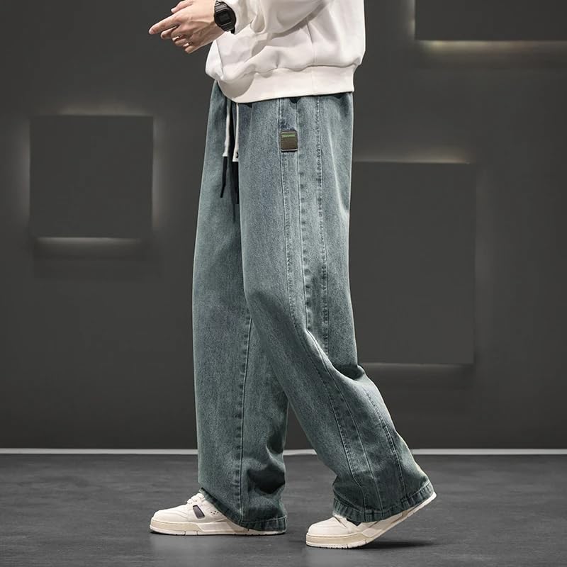 Autumn Wide Leg Jean Pants Men Trousers Solid Color Loose Casual Straight Pants2