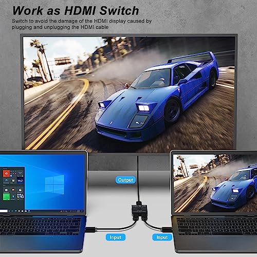 8k HDMI Switch 2.1 HDMI Switch 4k120/8k60hz, HDMI 2.1 Splitter for Dual Monitors 2 in 1 Out Bi-Directional Switcher 48Gbps for PS4. PS5,Xbox and More - Thumbnail 4