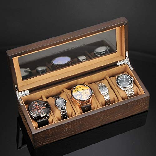 Preisvergleich Produktbild Kosmetikorganiser TongN Uhr Aufbewahrungsbox Mit Abnehmbarem Kissen, Vitrine Haushalt Holz Schmuck Armband Uhrensammlung 5-Slot