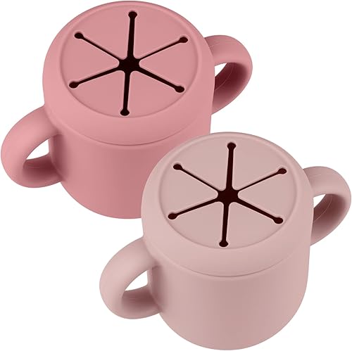 Miniatura 8 de Recipientes de silicona para refrigerios para niños de 6 a 12 meses, paquete de 2 vasos de silicona de grado alimenticio con asa de agarre para