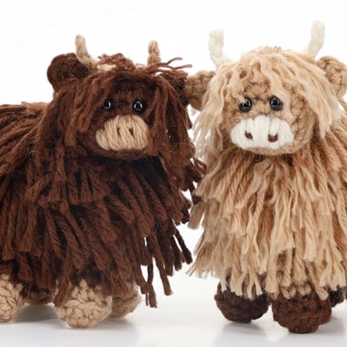 Image of LEISURE ARTS Amigurumi Miniatures Brown Cow Crochet Kit for Beginners - DIY Animal Craft Kit for Adults, Beginner Crochet Set with Yarn, Hook, Instructions, 4-Inch