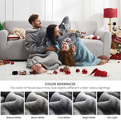 Eheyciga Wearable Blanket Hoodie For Adults And Kids, Flannel Fleece With Pockets And Sleeves Hooded Hoodie Blanket Sweatshirt #TOP5