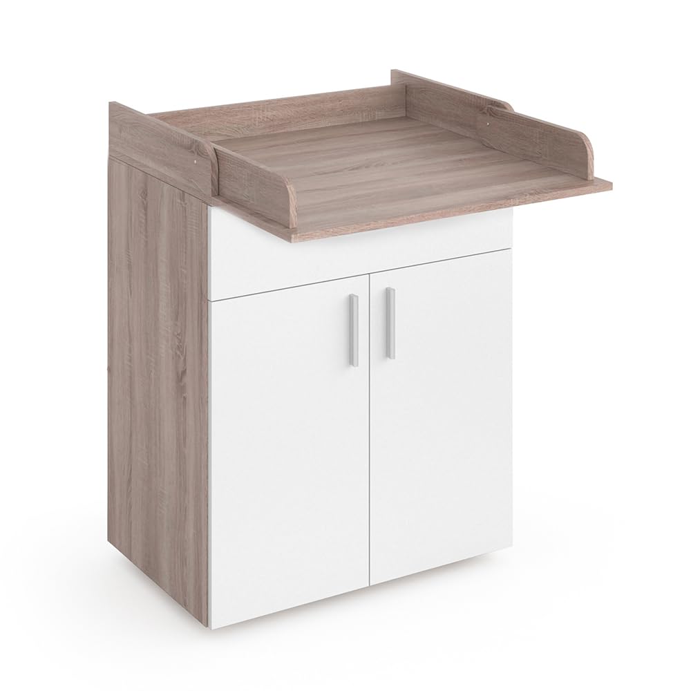 Vicco Fasciatoio Lena, Bianco/Sonoma, 75.2 x 101.5 cm, convertibile in comò normale dopo il periodo del fasciatoio