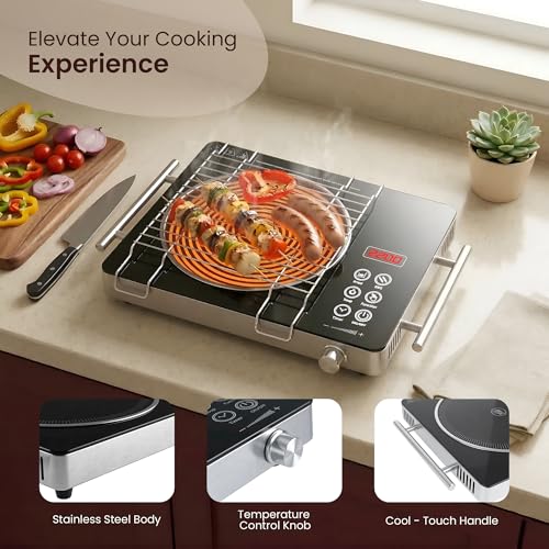Image of iBELL IBL CROWN 22, 2000W Infrared Induction Cooktop |2 year warranty, Touch Panel, Temp Control & Energy Efficient, Compatible with All Cookwares (Black)