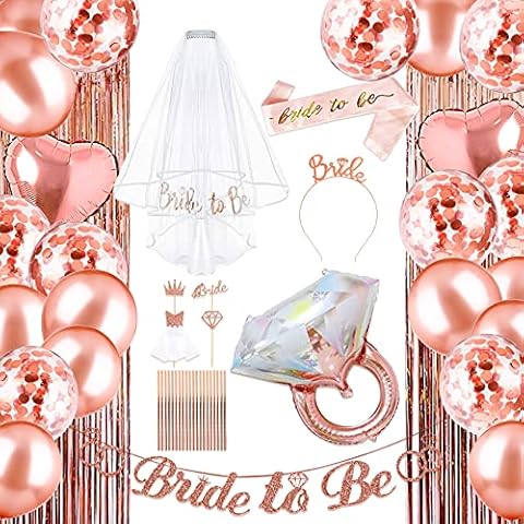 Funnlot Hen Party Decorations Hen Do Accessories Hen Party Veil Hen Party Accessories Bride To Be Banner Rose Gold Hen Party Decorations Hen Do Confetti Latex Balloon for Bridal Shower Decorations Cover
