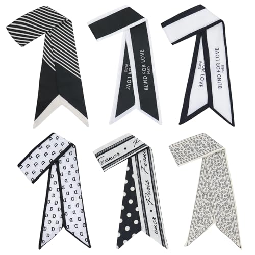 2/4/6 Pack Scarf Bags Fashion Handbag Purse Scarfs Accessory Skinny Scarf Lightweight Hair Neck Scarves