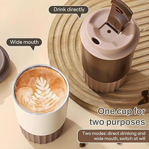 Image of Motka 380ml Stainless Steel Vacuum Insulated Tumbler | Double Wall Travel Mug with Lid | Leakproof Coffee Cup for Hot & Cold Drinks | Portable Sipper |Thermos Flask Outdoor Car & Office (Ivory White)