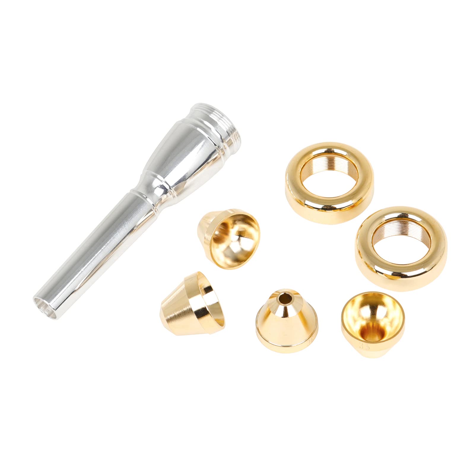 Bocchino per Tromba Professionale Ottone Placcato Argento Bocchino per Corno 3C 2C 2B 3B Toni Puri e Ricchi Materiale Argento e Oro