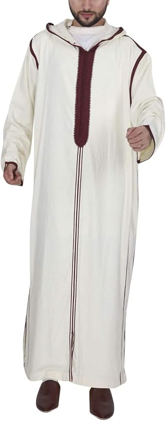 Alalaso Mens Kaftan Thobe Islamic Saudi Arabic Middle East Robes Solid Color Lightweight Long Sleeve Clothing Ramadan Jubbah