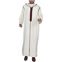 Mens Kaftan Thobe Linen Prayer Robe for Muslim Men Long Sleeve Casual Shirt Eid Wear Moroccan Abaya Robe