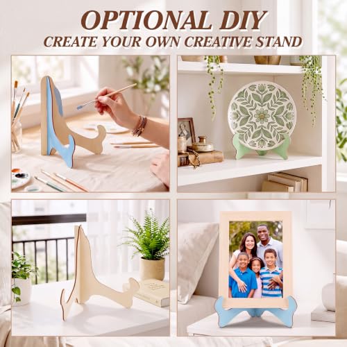 Image of RattanView 6 inch 24 Pcs Wooden Plate Stands for Display Picture Holder Stand | Detachable Wooden Easel Plate Display With 3D Interlocking Design, Stable Holder For Photos, Frames, Weddings And Exhibits