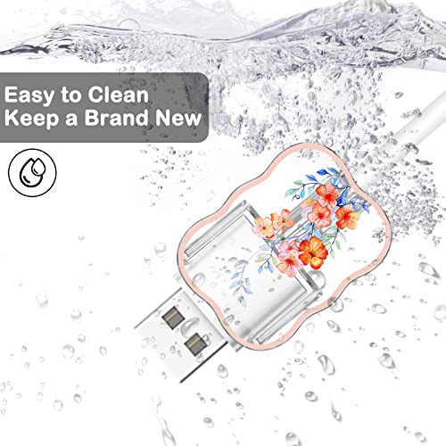 Image of CameCosy 4 Pack Android USB Cable Protectors, Cute Flower Design, Phone Cord Protector for Samsung, Google, etc.
