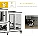 PawHut Indoor Rabbit Hutch, Three Story Wooden Rabbit Cage Bunny Hutch with Runs, Wheels, Waterproof Roof and Removable Trays, Gray