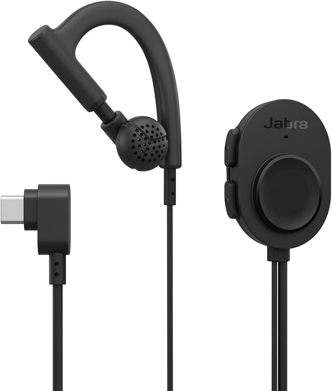 Perform 10 Wired PTT Earpiece with in-Line Clip-On Noise-Cancelling Microphone, Android Devices Only, Works with Walkie Talkie app in Microsoft Teams, Zello and Zebra, USB-C Connectivity, Black
