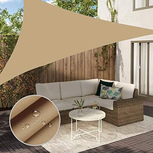 Neween Shade Sail, 6'7''x 6'7''x 6'7'' Sun Shade Sail Triangle Waterproof for Patio Yard Deck Pergola Outdoor Sun Sail Shade 98% UV Block Sunshade Sand Color