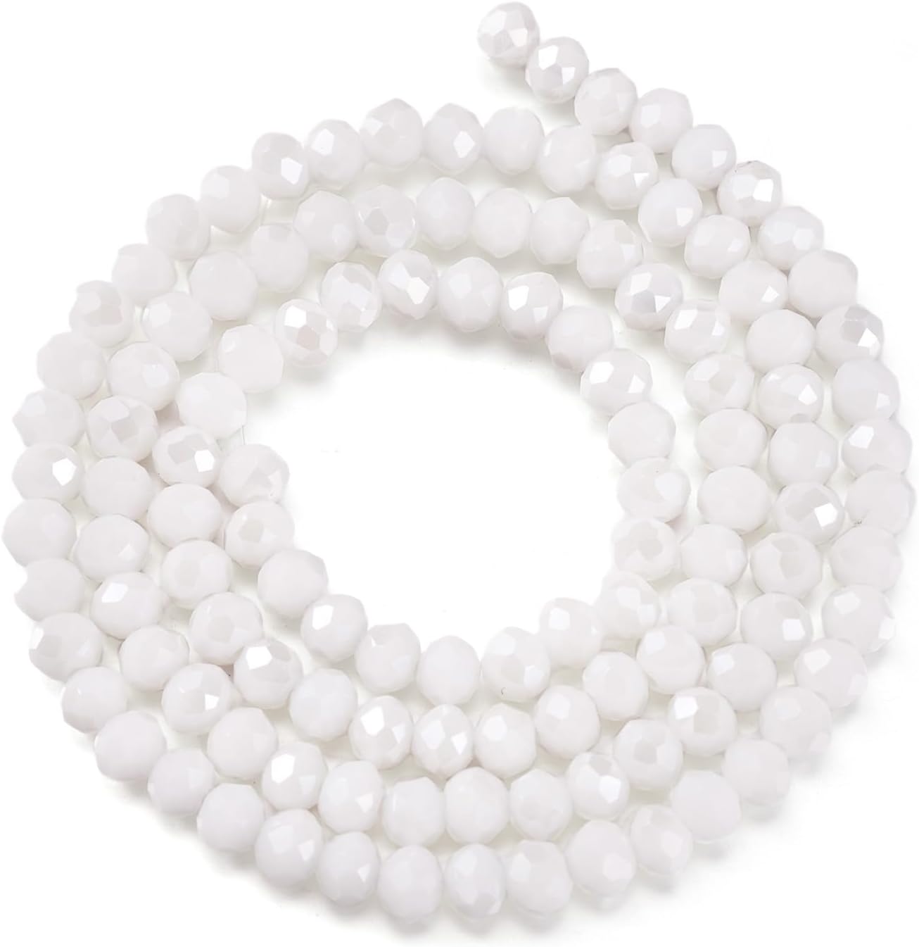 10 Strands Faceted Round Glass Beads 4mm Rondelle Briolette AB Color White Crystal Beads Bulk 1300pcs Tiny Loose Spacer Ball for Bracelets Jewelry Making - Image 6