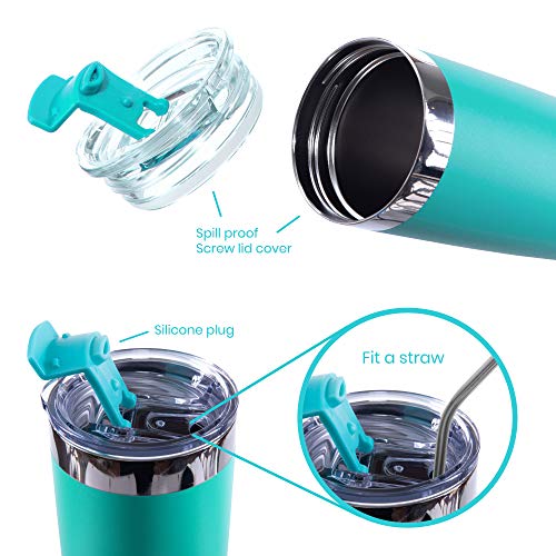 Drinco - 20 Oz Stainless Steel Tumbler | Double Walled Vacuum Insulated Mug With Lid, 2 Straws, For Hot & Cold Drinks (20Oz, 20Oz Teal), 1 Count (Pack Of 1) #TOP2