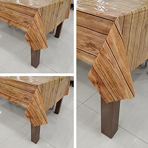 Kymy 3 Pcs Wood Grain Plastic Tablecloths With 51.2X108.3 Inch,Disposable Plastic Wooden Print Tablecovers,Rectangular Table Covers For Kitchen Dining Room,Picnic,Bbq Party Decoration (51X108 Inch) #TOP5