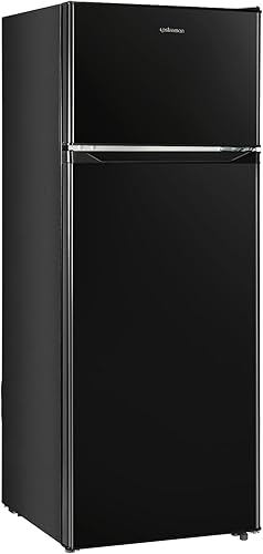 Upstreman 7.7 Cu.Ft. Double Door-Apartment Size Fridge with Large Capacity Top Freezer, Adjustable Thermostat Control, Reversible Door