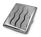 Retro Cigarette Case Victorian Style Metal Holder for Regular, King and 100's Size Credit Card Holder, Large Ocean Pattern (OCN-L100, Silver)