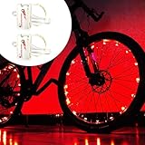 Rendi la tua ruota più visibile con le luci a LED per ruote della bicicletta, luci impermeabili per raggi, confezione da 2 pneumatici (rosso)