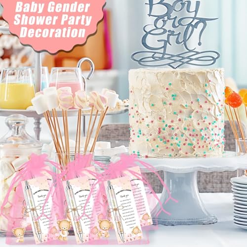 Bolígrafos y llaveros de oso rosa para recuerdos de baby shower y tarjetas, 145 uds 5