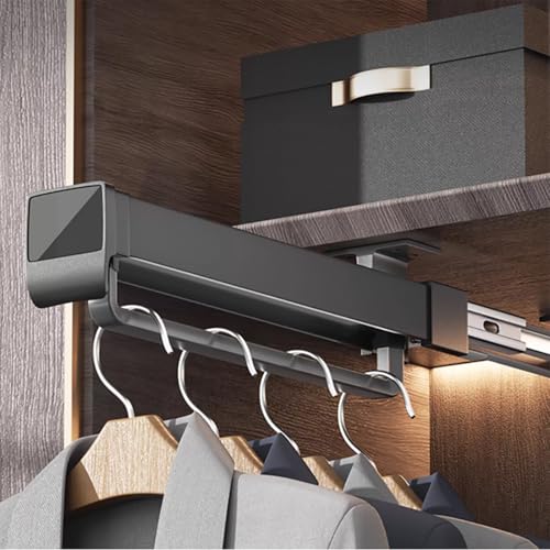 Jievmrs Barra Armario Barra Extraíble para Colgar Ropa en Armario, Barra Organizadora para Perchas de Ropa Negra, Barras para Armario de Lavandería/Guardarropa(31cm(12 1/4'))
