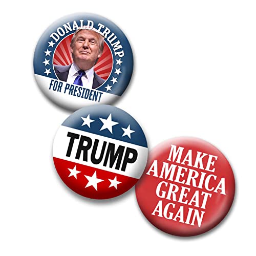 3-Pack 1.5 Inch Buttons - Donald Trump 2024 Campaign - Lapel Pins Assorted Designs 3862