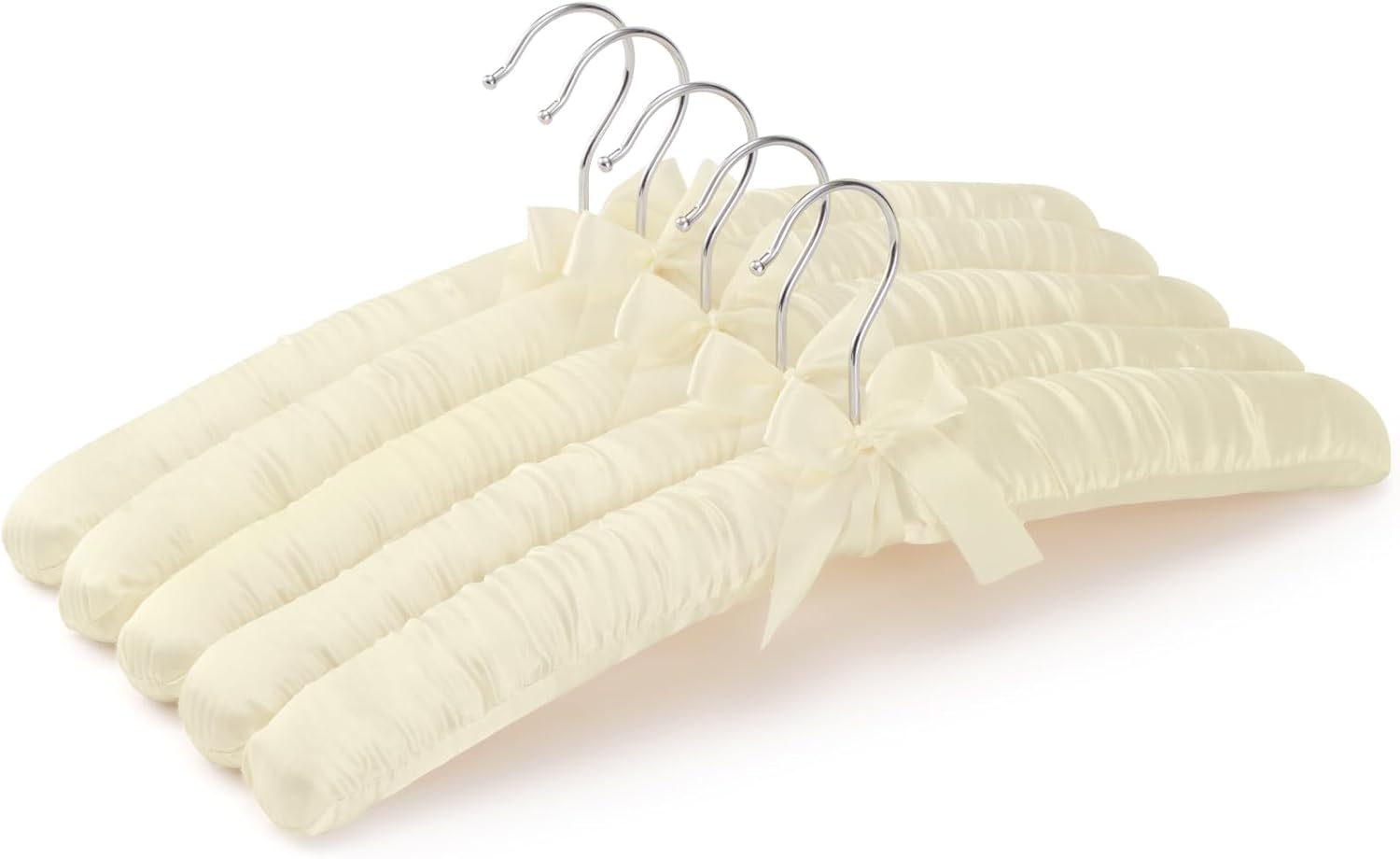 Women's Clothing Padded Hangers, 15 Inch Satin Hangers, Thick Foam Padding, No Shoulder Pads, for Sweaters, Suits, Wedding Dresses, Fine Cashmere (Pack of 5)