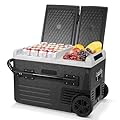 Blogole 12 Volt Car Refrigerator, 48 Quart (45L) Portable Freezer, Dual Zone Fridge with Handle and Wheels, -4?~68? Electric Cooler, 12/24V DC and 100-240V AC for Outdoor, Camping, RV, Travel, Truck