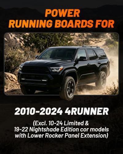 Image of WOLFBOX Power Running Boards for 2010-2024 4 Runner, 660lb Load, Rust-Proof | Non-Slip, No-Drill, LED Lights, 5-Yr Support. Excl Limited, 19-22 Nightshade & Models W / Lower Rocker Panel Extensions