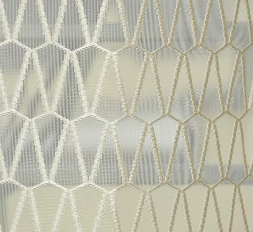 Image of HOME UTSAV Premium Sheer Net Curtain for Long Door 10 Feet | Transparent Net Fabric with Geometric Design | Pack of 1, Cream