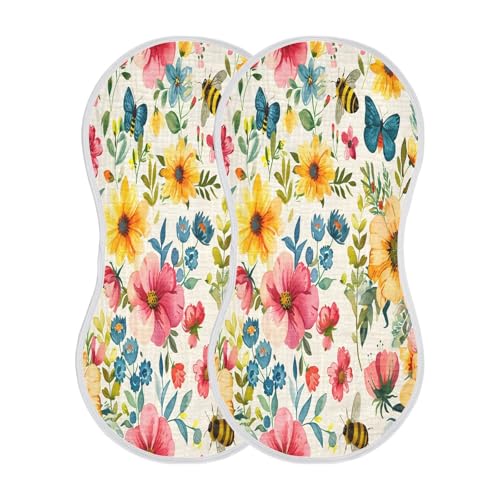 Kigai Colorful Flowers Baby Burp Cloths Extra Soft and Absorbent Burping Rags Cotton Burping Clothes Baby Washcloths for Newborn Boys Girls - 1 Pack