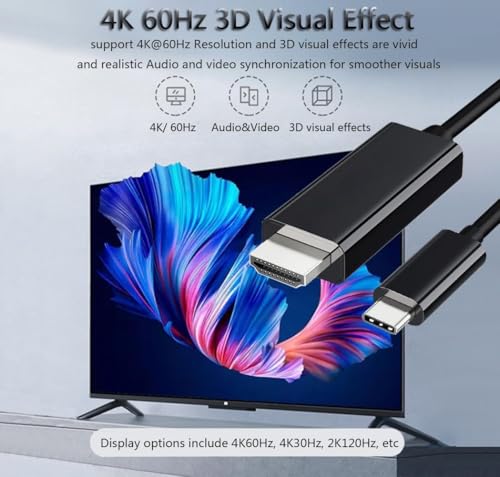 Image of ikis USB C to HDMI Cable 6Ft - 1.8M cable, [4K, High-Speed] USB Type C to HDMI Cable for Home Office, [Thunderbolt 3 /4 Compatible] for Chromebook,for MacBook Pro /Air 2023,for iPad Pro