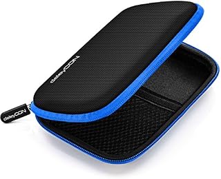 deleyCON Borsa del Disco Rigido Custodia HDD - Per Dischi Rigidi da 2,5" Pollici e SSD - Robusto e Antiurto - 2 Scomparti Interni con Tasche a Rete - Blu