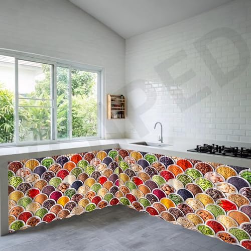 Image of Premium Sink Kitchen Curtain | Waterproof Printed Under Sink Cabinet Curtain for Kitchen Storage & Protection | Stylish Home Decor | (150 x 71 cm) (Masala, Pack of 2)