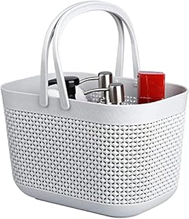 Panier rangement en plastique avec poignées, corbeille rangement, organisateur de bacs de douche pour salle de bain et cuisin（Lot de 1-Gris）