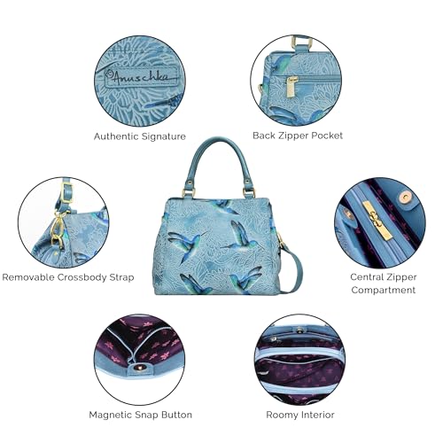 Image of Anuschka Women's Leather Satchel - Hand-Painted Genuine Leather Handbag with Detachable Strap for Everyday Use - 690, Satchel
