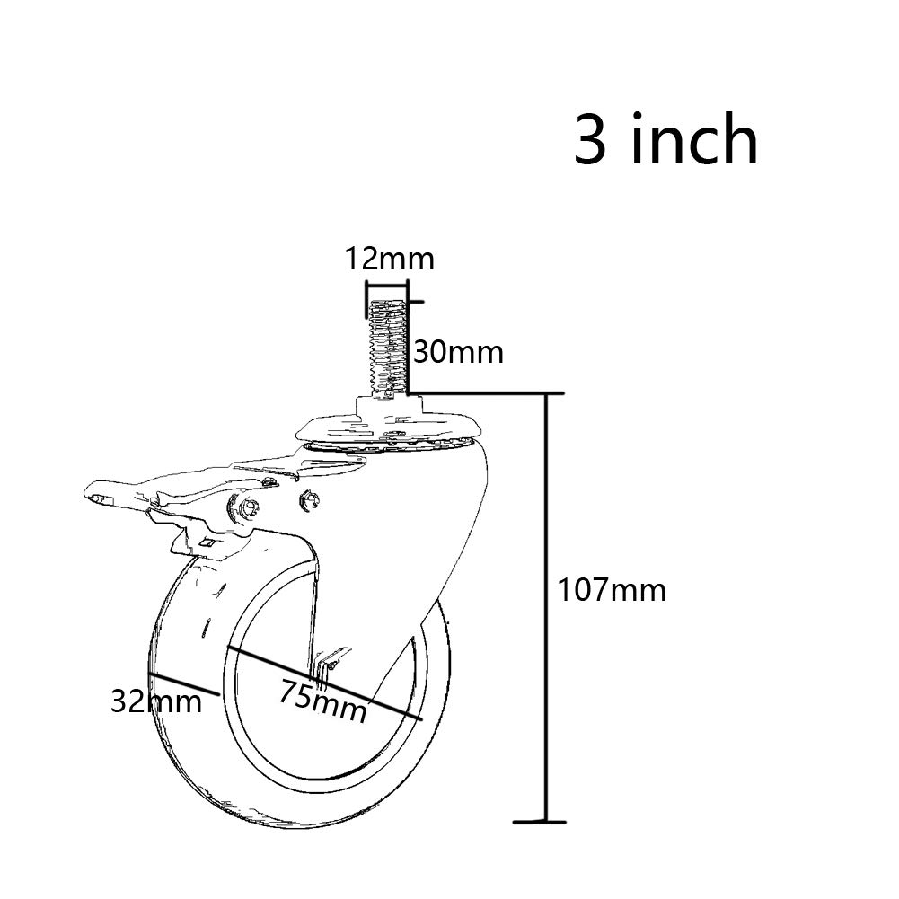 3 pollici/100 mm M12 con freno for impieghi gravosi 400 kg for...