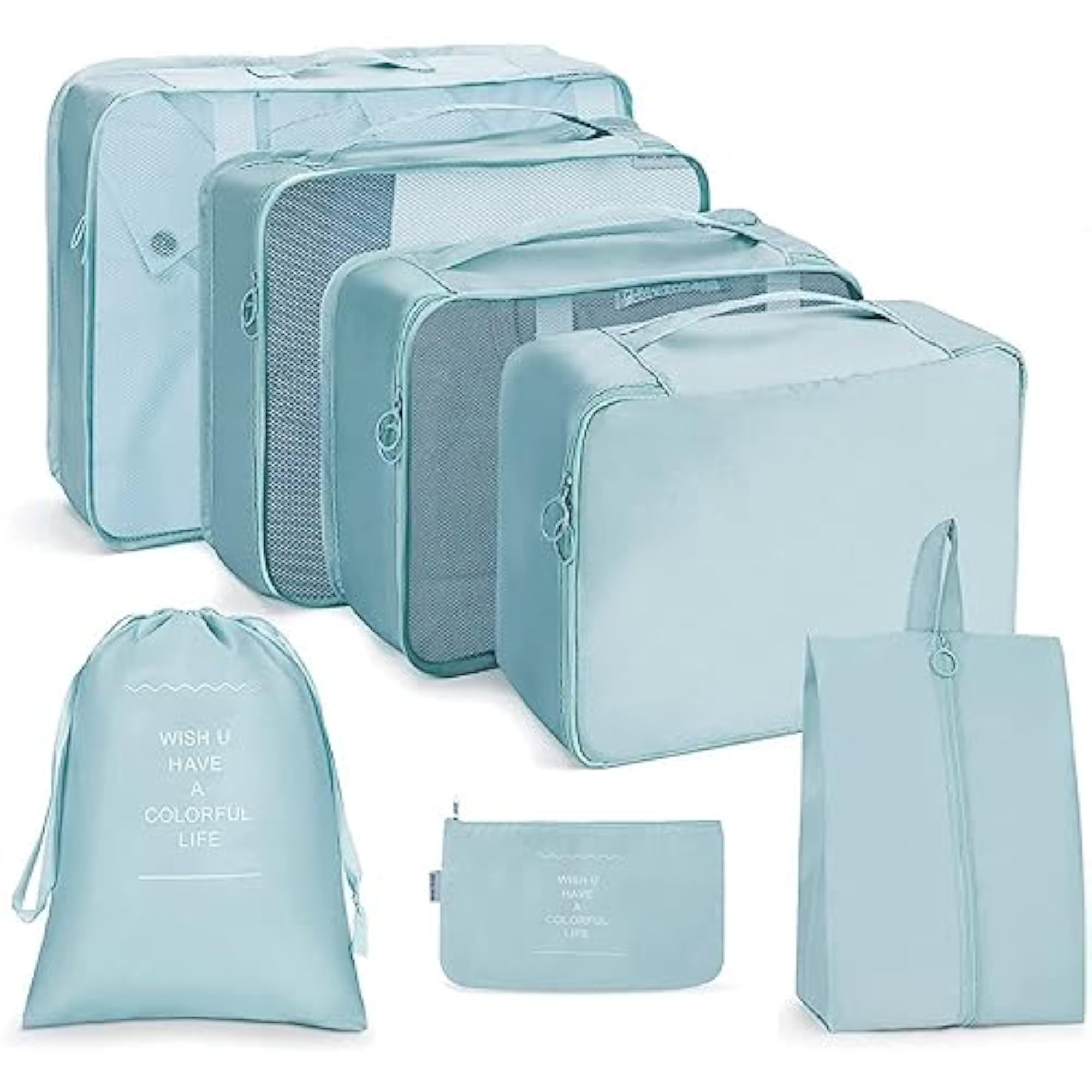 Women's Blue Waterproof Travel Makeup Pouch with Multiple Compartments