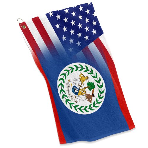 ExpressItBest Golf/Sports Towel - Flag of Belize & USA - Belizean