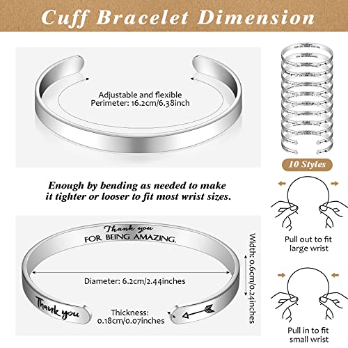 Inbagi 20 Sets Thank You Gift Thank You Bracelet Bulk Stainless Steel Adjustable Bracelet with Tag Organza Bag employee Appreciation Gifts for Women Men Teacher Nurse Student Coworker2