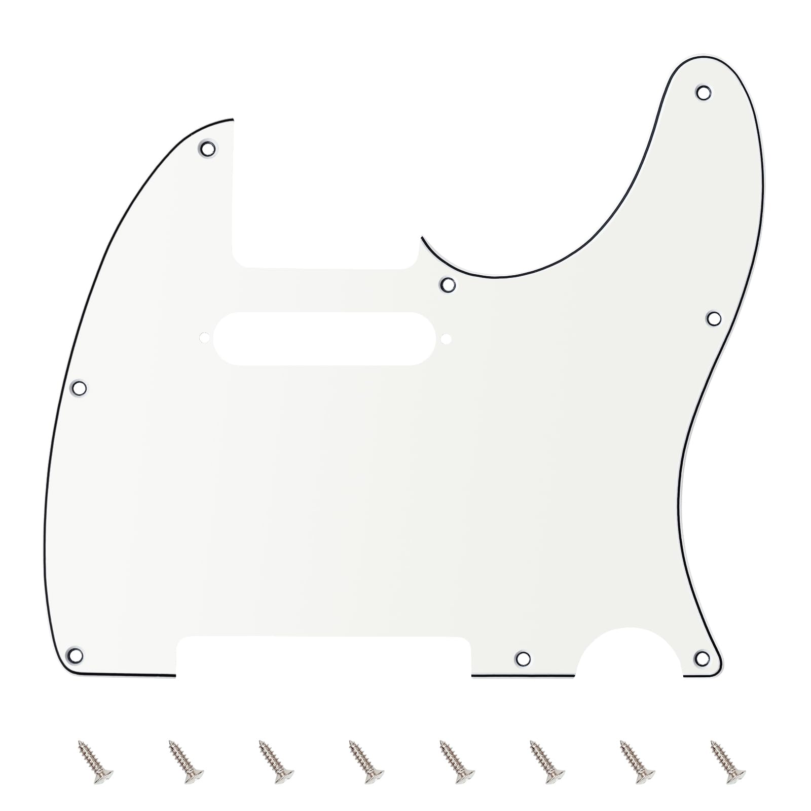 Banworks 3 Ply Tele Pickguard 8-Hole Electric Guitar Pickguard Scratch Plate for USA/Mexican Modern Style Standard Tele Telecaster JT/HB-03 Vintage White