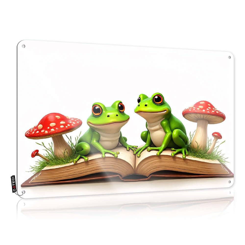 Reloj de estaño de 30 x 40 cm para decoración rústica de pared con ranas